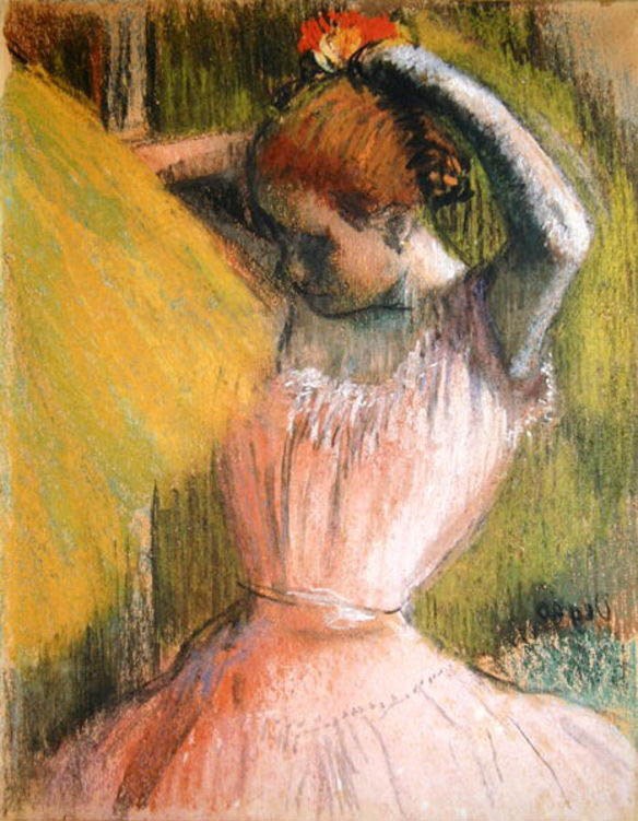 Edgar Degas Dancer arranging her hair Painting | Best ...