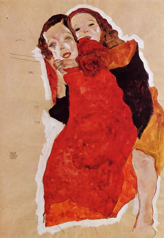 Egon Schiele Two Girls Painting | Best Paintings For Sale