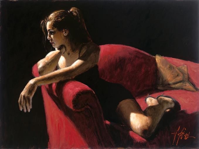 Fabian Perez Rojo Sillion III Second State Painting | Best Paintings For  Sale