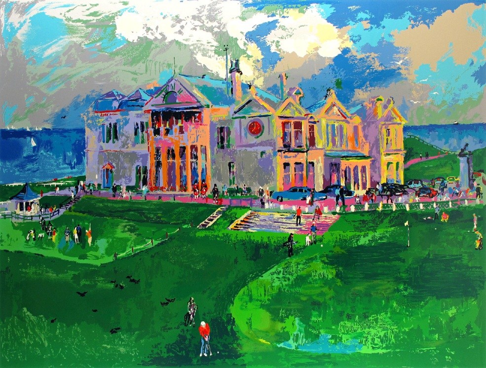 Leroy Neiman Clubhouse at Old St. Andrews Painting