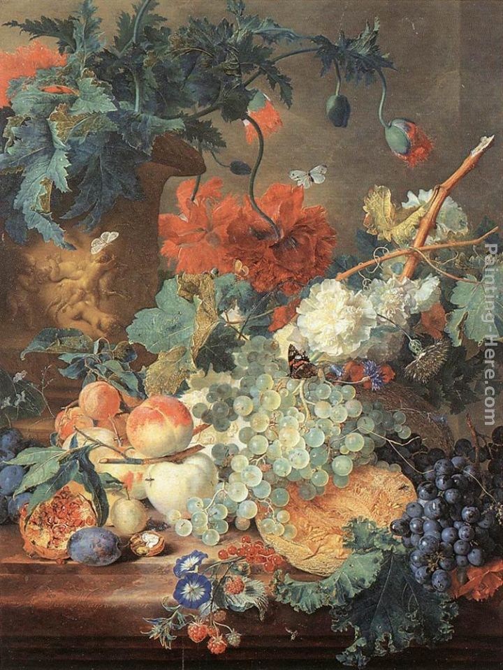 Jan Van Huysum Fruit And Flowers Painting 