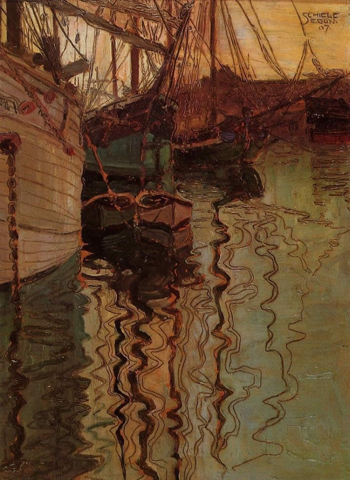 Egon Schiele Harbor of Trieste Painting | Best Harbor of Trieste Paintings For Sale