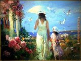 Pino Mother And Child at The Sea painting