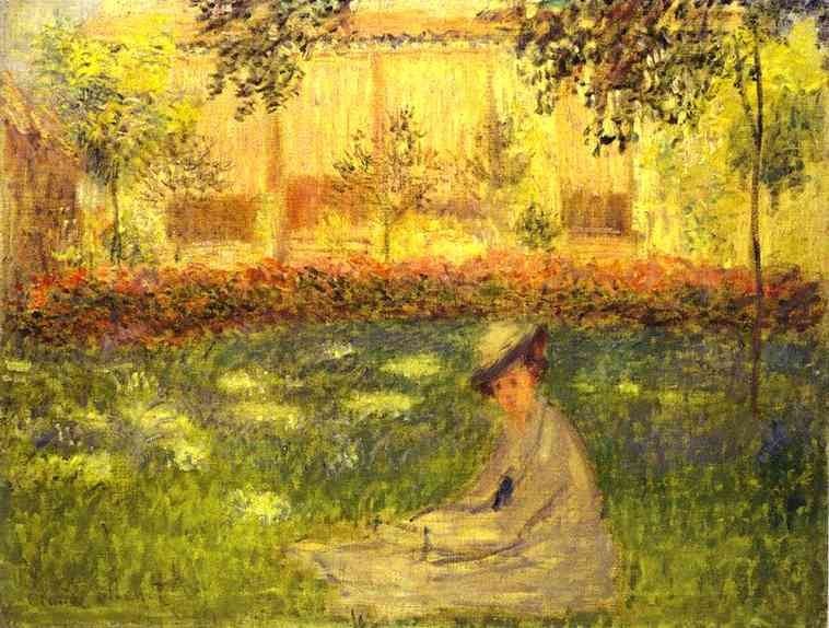 Claude Monet Woman Sitting in a Garden Painting | Best Paintings For Sale