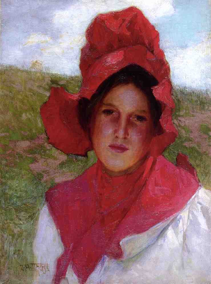 Edward Henry Potthast Girl in a Red Bonnet Painting | Best Paintings ...