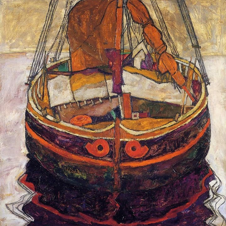 Egon Schiele Trieste Fishing Boat Painting | Best Paintings For Sale