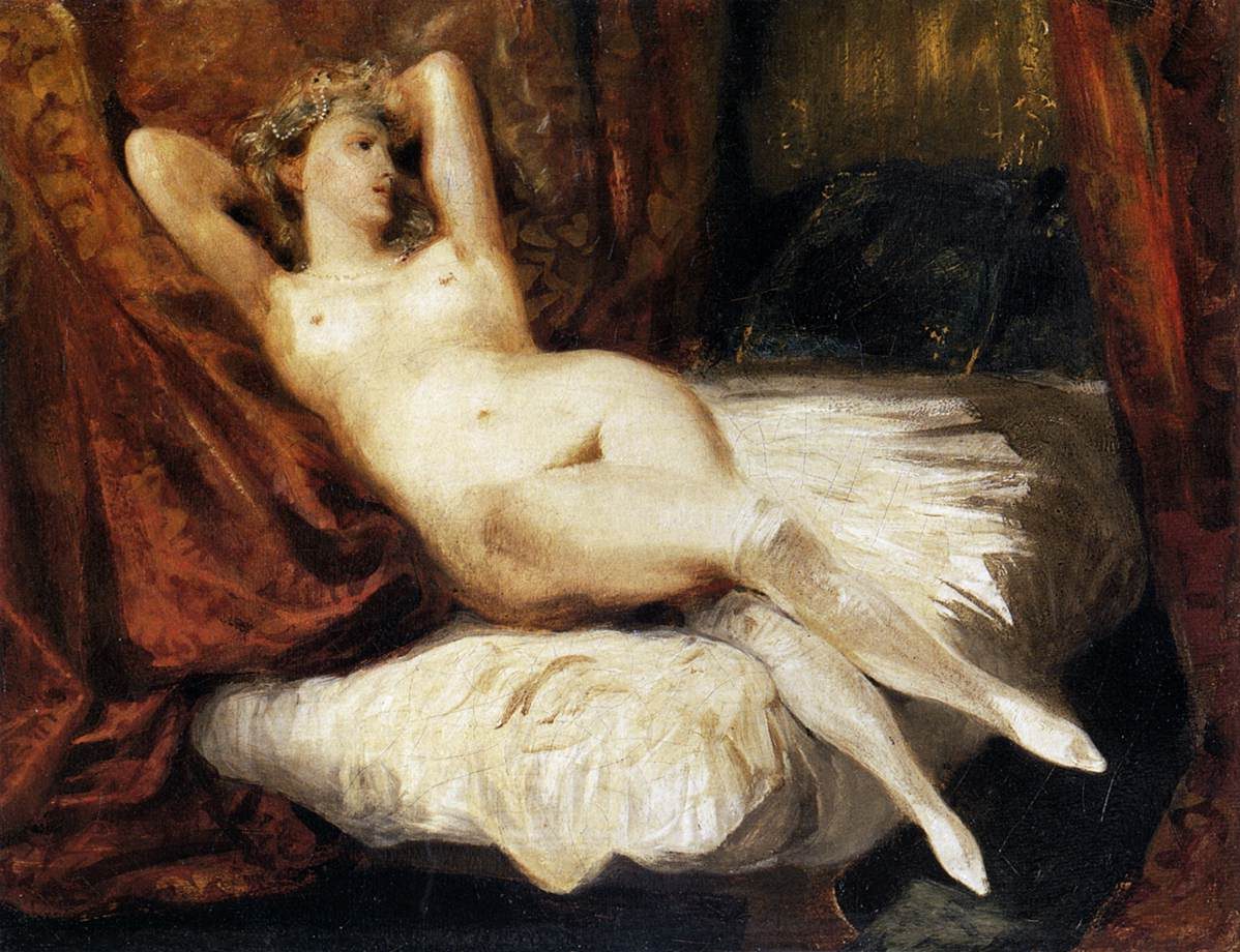 Eugene Delacroix Female Nude Reclining on a Divan Painting | Best Paintings  For Sale