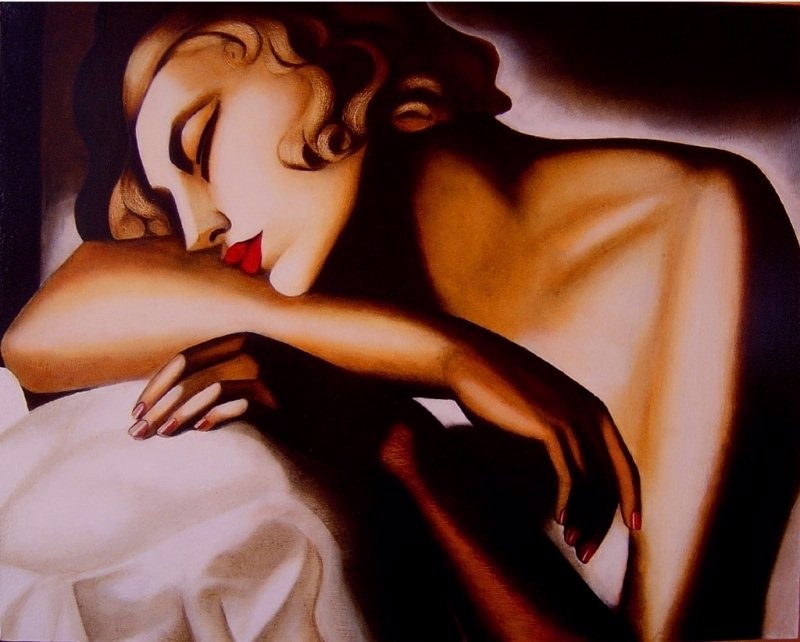 Tamara de Lempicka Girl in a Green Dress Painting | Best Paintings For Sale