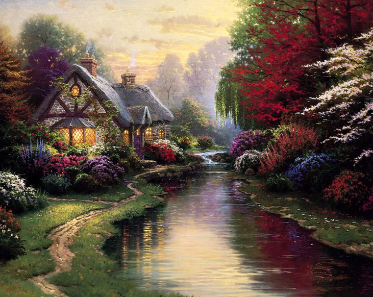 Thomas Kinkade A Quiet Evening Painting | Best Paintings For Sale