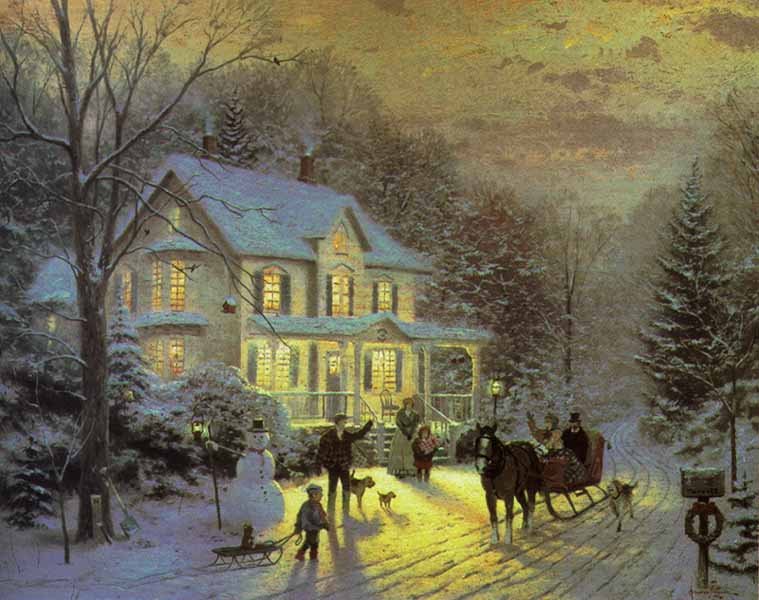 Thomas Kinkade Home for the Evening Painting | Best Paintings For Sale