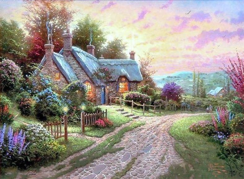 Thomas Kinkade Victorian Garden Painting | Best Paintings For Sale