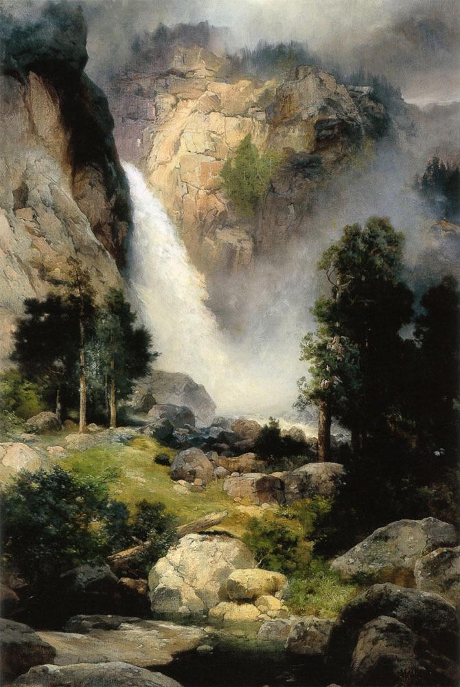 Thomas Moran Cascade Falls Yosemite Painting | Best Paintings For Sale