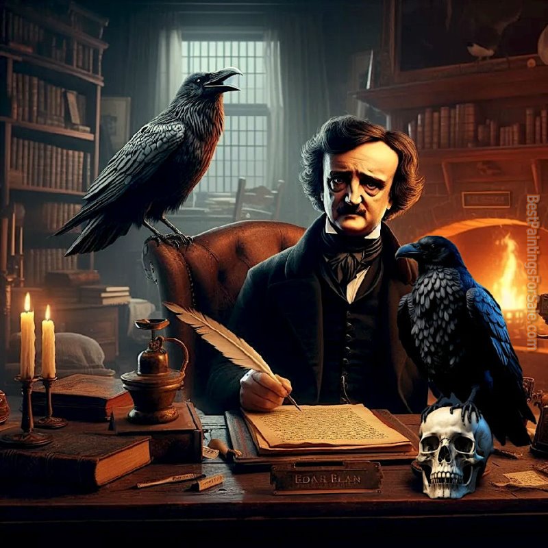 2011 Poe at His Desk painting