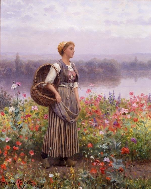 Daniel Ridgway Knight The Flower Girl Painting | Best Paintings For Sale